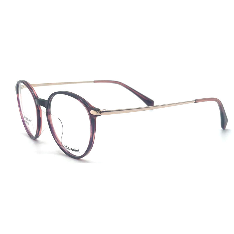 OPT SUN001 Cadre optique en acétate avec tempes à haute élasticité style rond tendance Look à la mode