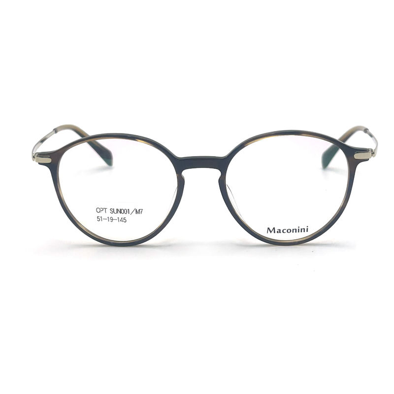 OPT SUN001 Cadre optique en acétate avec tempes à haute élasticité style rond tendance Look à la mode